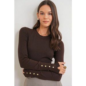 Pulover dama - Slim Fit - tricot - maro cafeniu imagine