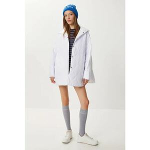 Palton Puffer Supradimensionat Happiness Istanbul - Alb - Textil - One Size imagine