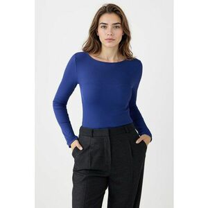 Bluza slim-fit cu decolteu rotund - Albastru royal imagine