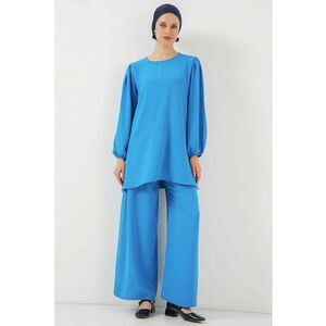 Compleu dama din 2 piese - maneca lunga - albastru - poliester-elastan imagine