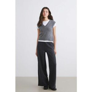 Pantaloni cu croiala ampla si model uni - Gri antracit imagine