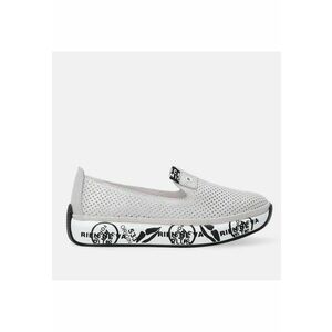 Pantofi sport slip-on cu aspect stralucitor si perforatii decorative imagine