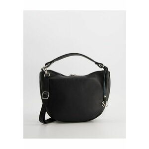 Geanta crossbody piele naturala - neagra - 30x19x6cm - cu detalii metalice argintii imagine