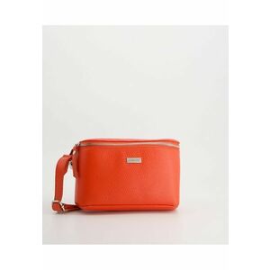 Geanta crossbody din piele naturala - rosie - 13x25x5cm - cu un compartiment interior - cu elemente argintii. imagine