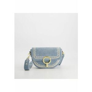 Geanta crossbody din piele intoarsa - albastra - cu curea detasabila de 105 cm - cu buzunare interioare si exterioare imagine