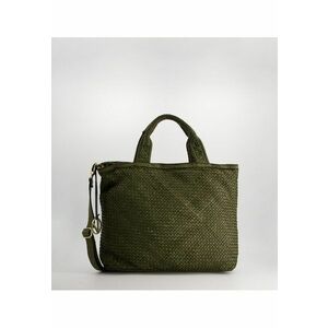 Geanta crossbody din piele naturala - verde - 34x45x14cm - cu trei compartimente interioare - curea detasabila imagine