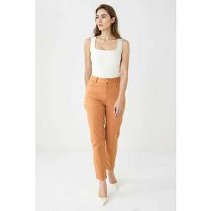 Blugi regular fit cu talie inalta - Portocaliu persan imagine