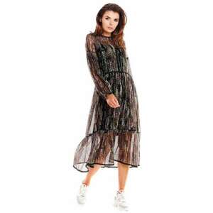 Rochie de dama cu flori Bragune A316 neagra - Negru imagine
