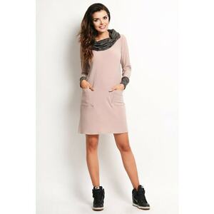 Rochie dama - Poliester/Elastan - Bej - cu maneca lunga imagine