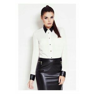 Camasa Dama - M - 98% Poliester - 2% Elastan - Croi Slim Fit - Ajustata Pe Silueta - Cu Nasturi Aurii - Maneca Lunga - Decolteu Cu Guler - Alb imagine