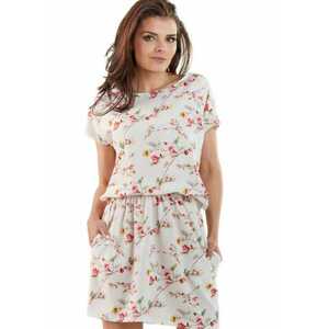 Rochie florală damă Lisad A231 ecru - Bej imagine