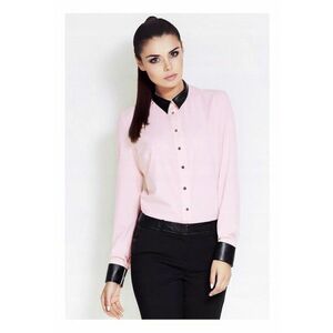 Camasa Dama - 98% Poliester - 2% Elastan - Croi Slim Fit - Ajustata Pe Silueta - Cu Nasturi Aurii - Maneci Lungi - Decolteu Cu Guler - Roz - Roz imagine