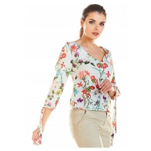 Bluza Dama - S - Stil Casual Si Elegant - 98% Poliester - 2% Elastan - Cu Decolteu In V - Maneci 3/4 - Croi Lejer - Tesatura Delicata Si Fluida - Ecru imagine