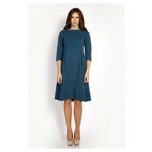 Rochie Dama - L014 - Trapez - Eleganta - Maneci 3/4 - Croiala Evazata - Lungime Mini - Tesatura Confortabila cu Vascoza si Elastan - Fason Clasic - Ideala Iesiri - Gri imagine
