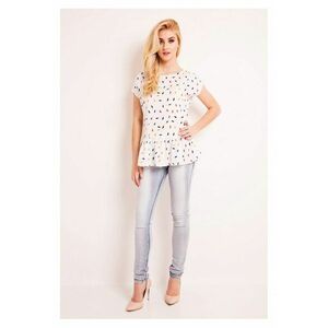 Bluza dama L044 - alb - M - maneca scurta - decolteu rotund imagine