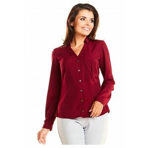 Camasa Dama - 98% Poliester - 2% Elastan - Stil Casual - Birou - Elegant - Business - Slim Fit - Decolteu Cu Guler - Maneca Lunga - Bordo - Bordeaux imagine