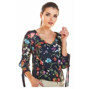 Bluza Dama - Stil Casual Si Elegant - 98% Poliester - 2% Elastan - Cu Decolteu In V - Maneci 3/4 - Croi Lejer - Albastru inchis imagine