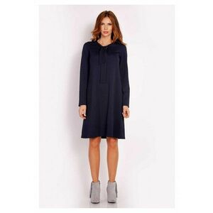 Rochie Dama - L010 - Trapez Midi - Evazata - Tesatura Confortabila cu Elastan - Lungime Midi - Usor Evazata la Baza - Croiala Clasica Eleganta - Bleumarin - Albastru inchis imagine