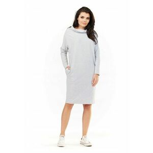 Rochie De Dama - L061 - Bumbac - Midi - Maneci Lungi - Decolteu Rotund - De Inalta Calitate - Gri - Gri imagine