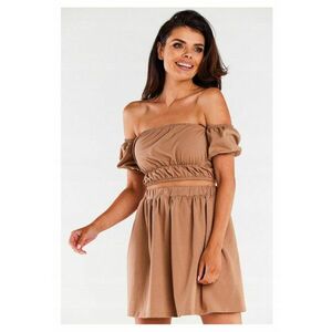 Fusta Mini Pentru Femei - Material 98% Bumbac - 2% Lycra - Croi Evazat - Talie Lungime Mini – Pana La Jumatatea Coapsei - De Inalta Calitate - Bej - Bej imagine