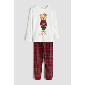 Pijama de bumbac cu imprimeu - Rosu/Alb imagine