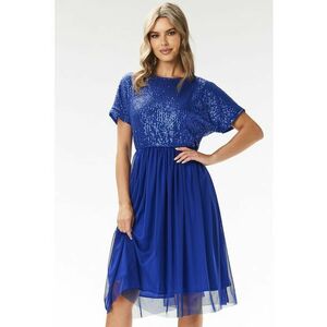 Rochie de seara midi paiete si tul - albastru - poliester/elastan imagine