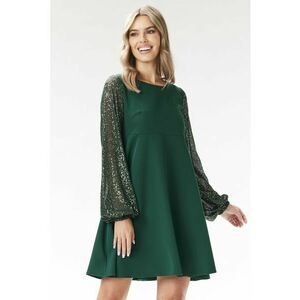 Rochie - A694 - maneca cu paiete - verde sticla - poliester-elastan imagine