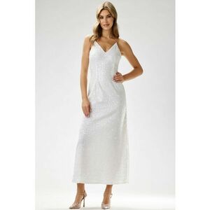 Rochie maxi - catifea cu paiete - alb - poliester imagine