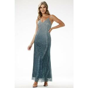 Rochie maxi - paiete - verde sticla - poliester imagine