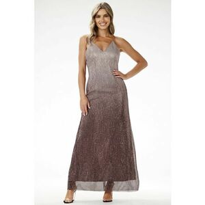 Rochie maxi - cu paiete - efect ombre - maro - tricot cu captuseala din satin imagine