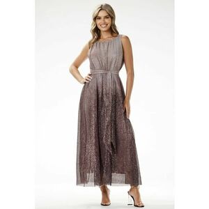 Rochie - A703 - din paiete - maro - poliester imagine