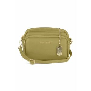 Geanta crossbody din piele cu buzunar frontal cu fermoar - Verde sparanghel imagine