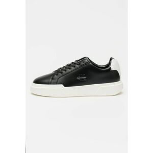 Pantofi sport low-cut de piele cu logo - Alb/Negru imagine