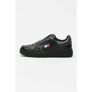 Pantofi sport de piele cu garnituri de piele ecologica Retro - Negru/Gri carbune imagine
