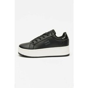 Pantofi sport flatform cu segmente de piele - Negru imagine
