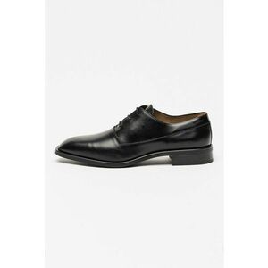 Pantofi oxford din piele si varf ascutit - Negru imagine
