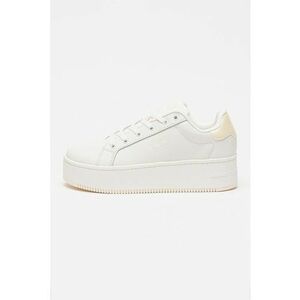 Pantofi sport flatform cu segmente de piele - Galben pai/Alb optic imagine