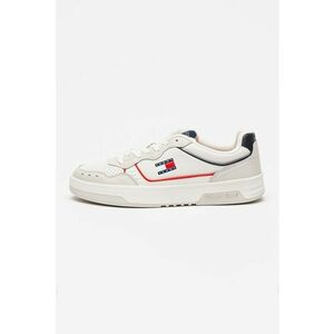Tommy Hilfiger - Pantofi sport de piele cu garnituri contrastante si talpa cupsole - Alb/Gri deschis/Bleumarin imagine