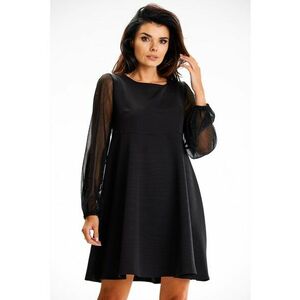 Rochie A622 - maneci din plasa - Poliester/Elastan - Negru imagine