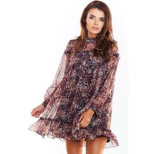 Rochie mini cu maneci lungi - Poliester - Multicolor imagine