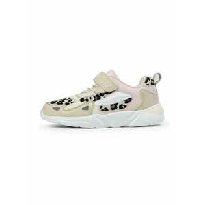 Pantofi sport din material textil cu garnituri animal print - Maro camel/Roz pal imagine