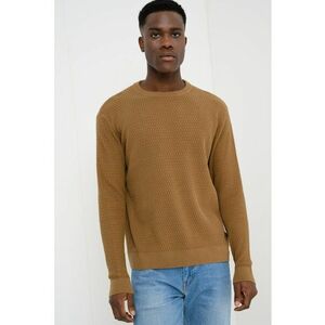 Pulover slim fit cu model texturat - Maro inchis imagine