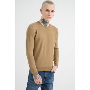 Pulover din lana cu decolteu rotund - Maro camel imagine