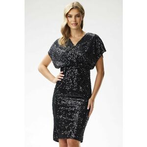 Rochie catifea cu paiete - negru - poliester imagine