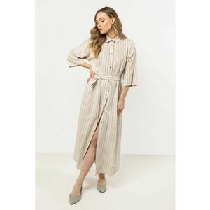 Rochie tip camasa - in/viscoza - cu nasturi - crem imagine