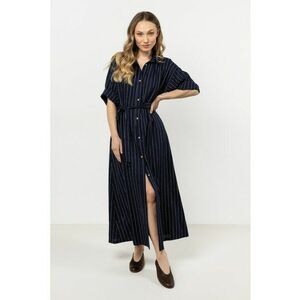 Rochie tip camasa - A730 - in/viscoza - bleumarin imagine