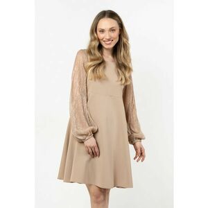 Rochie mini trapez - bej - poliester/elastan imagine