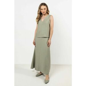 Fusta maxi evazata - raion-nailon - verde imagine