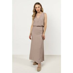 Fusta maxi evazata - raion-nailon - bej imagine