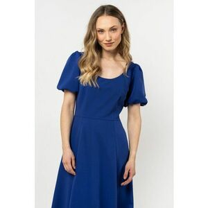 Rochie dama midi evazata - albastru - poliester/elastan imagine
